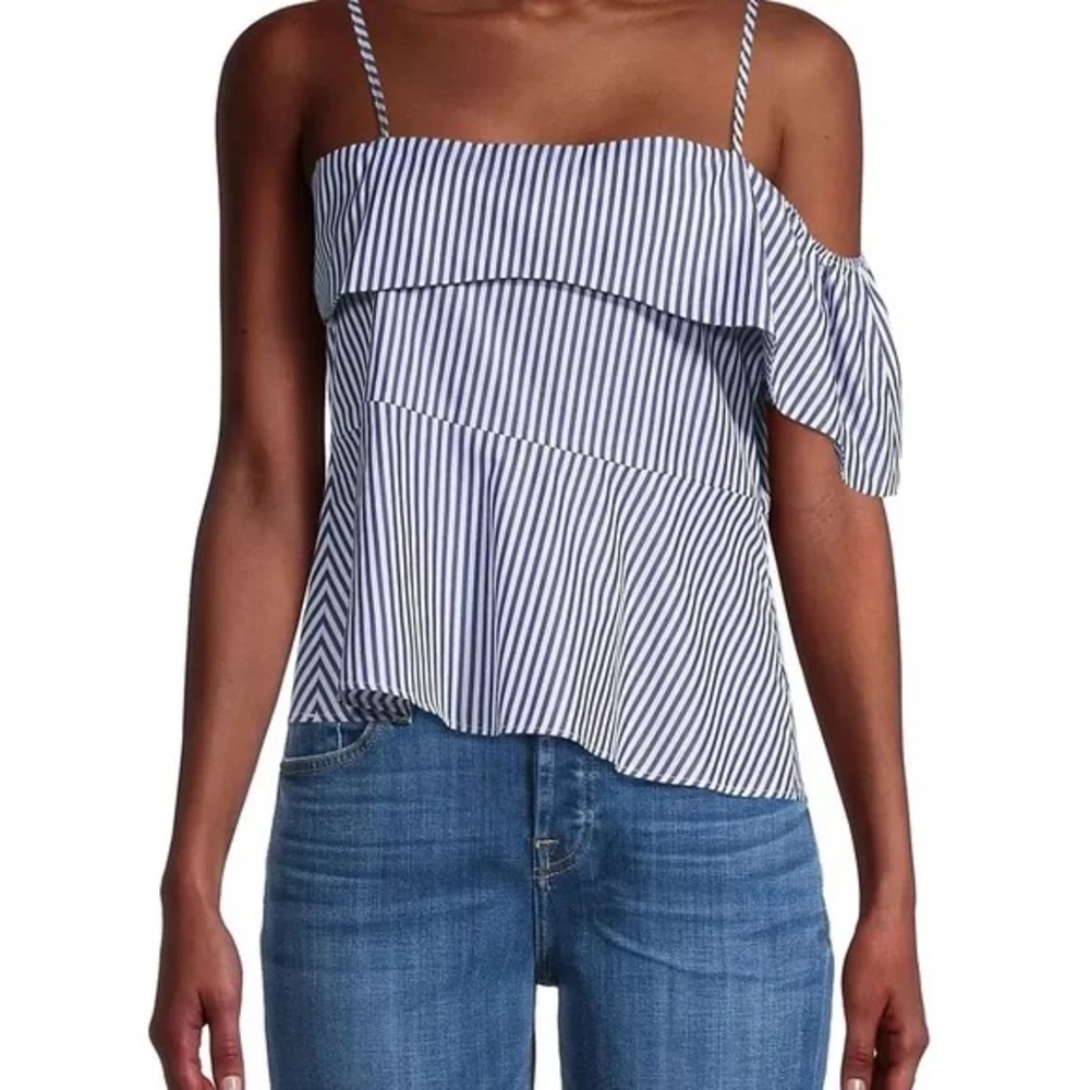 Harshman Maia Blue and White Striped Blouse